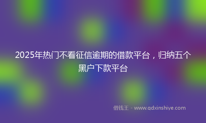 2025年热门不看征信逾期的借款平台，归纳五个黑户下款平台