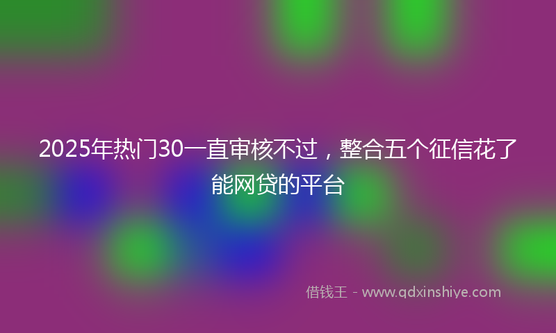 2025年热门30一直审核不过，整合五个征信花了能网贷的平台
