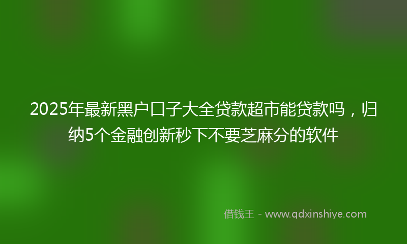 2025年最新黑户口子大全贷款超市能贷款吗,归纳5个金融创新秒下不要芝麻分的软件
