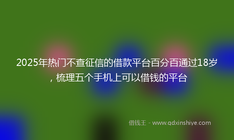 2025年热门不查征信的借款平台百分百通过18岁，梳理五个手机上可以借钱的平台