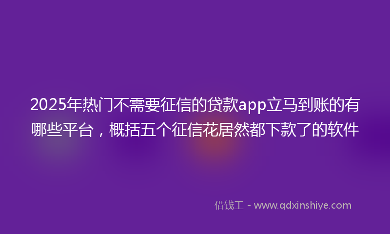 2025年热门不需要征信的贷款app立马到账的有哪些平台，概括五个征信花居然都下款了的软件