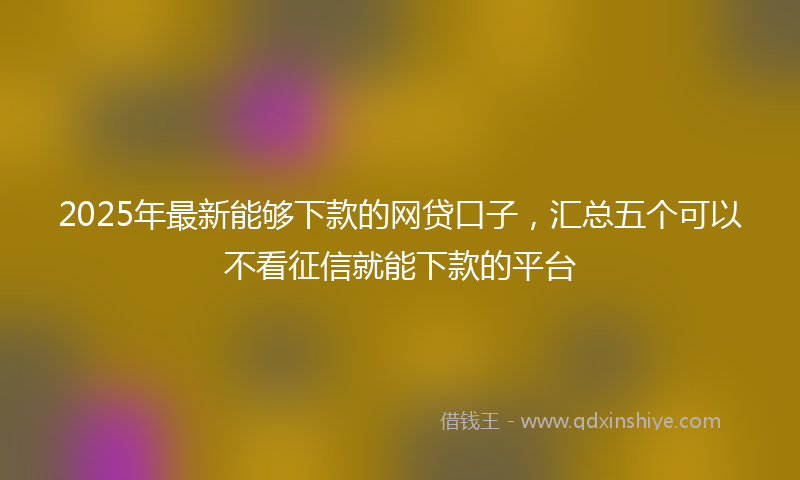 2025年最新能够下款的网贷口子，汇总五个可以不看征信就能下款的平台