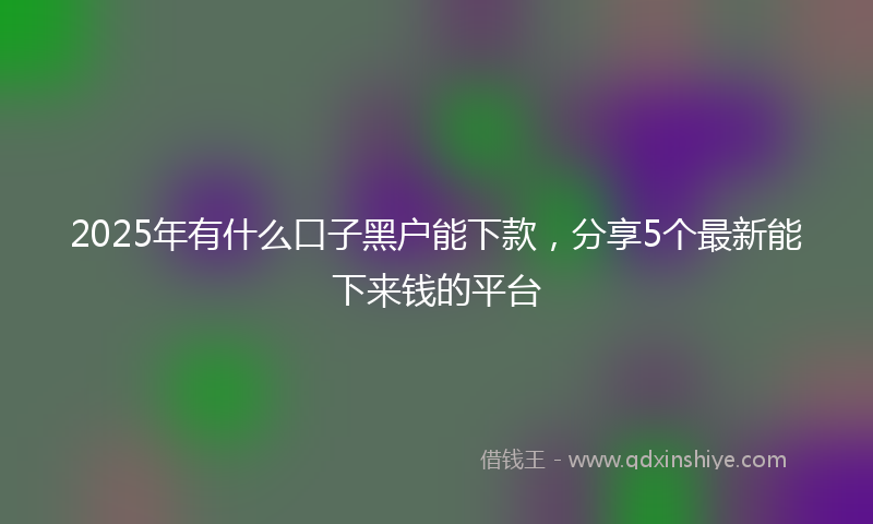 2025年有什么口子黑户能下款，分享5个最新能下来钱的平台