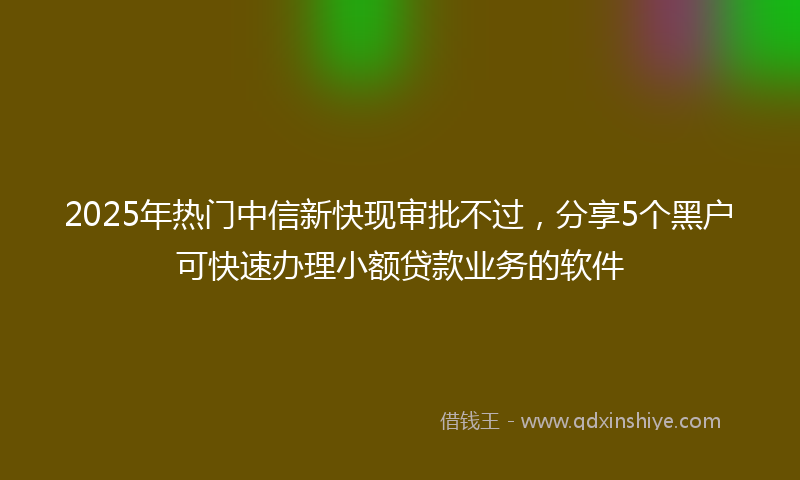2025年热门中信新快现审批不过，分享5个黑户可快速办理小额贷款业务的软件
