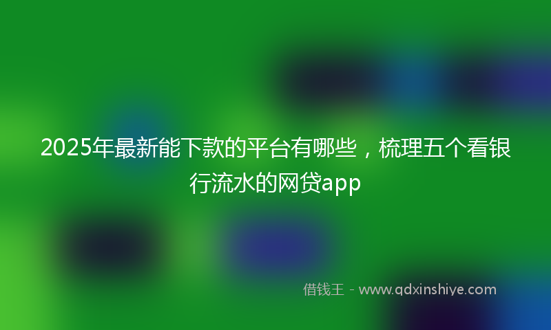 2025年最新能下款的平台有哪些，梳理五个看银行流水的网贷app