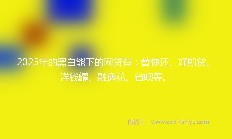 2025年的黑白能下的网贷有：替你还、好期贷、洋钱罐、融逸花、省呗等。