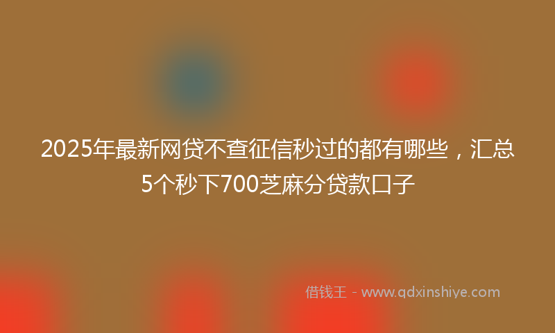 2025年最新网贷不查征信秒过的都有哪些，汇总5个秒下700芝麻分贷款口子