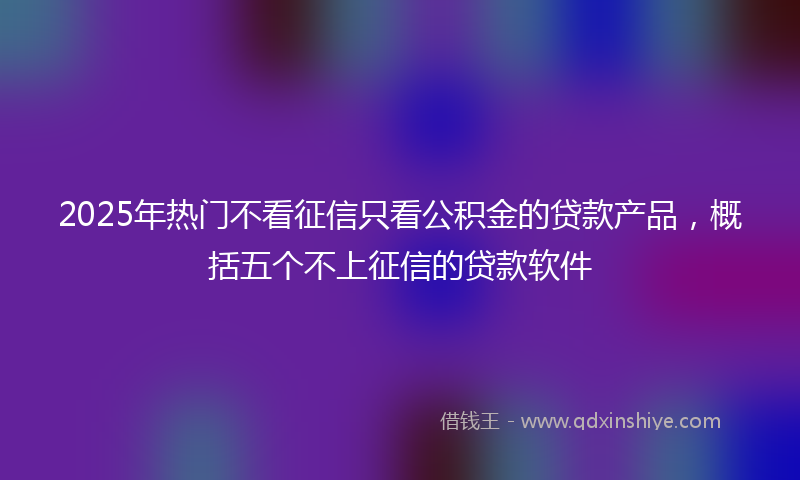 2025年热门不看征信只看公积金的贷款产品，概括五个不上征信的贷款软件