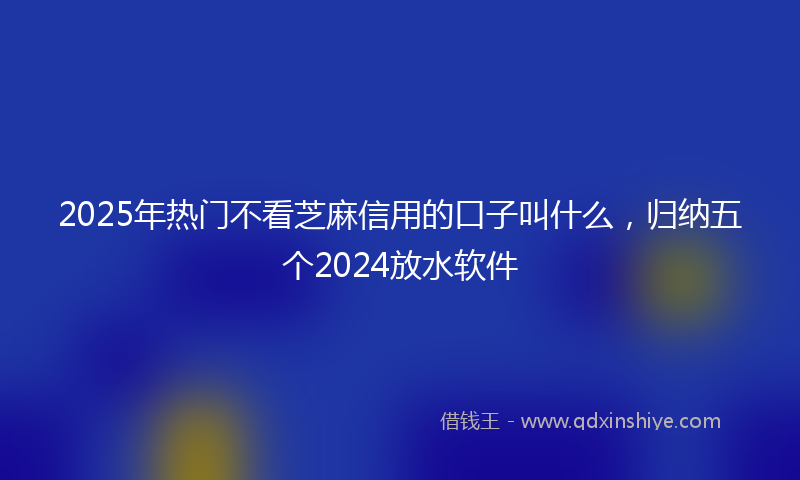 2025年热门不看芝麻信用的口子叫什么，归纳五个2024放水软件