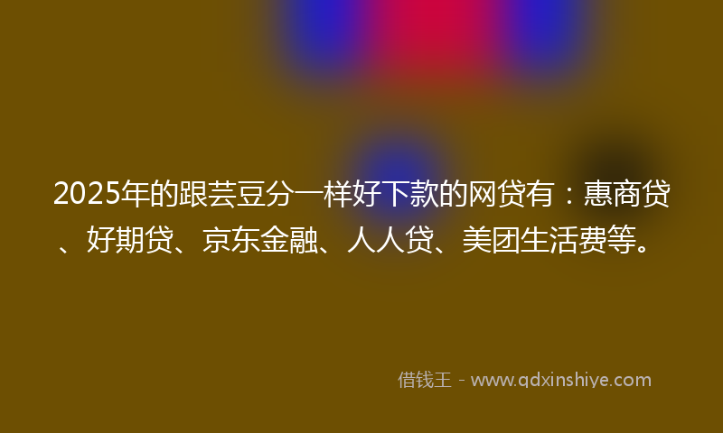 2025年的跟芸豆分一样好下款的网贷有：惠商贷、好期贷、京东金融、人人贷、美团生活费等。
