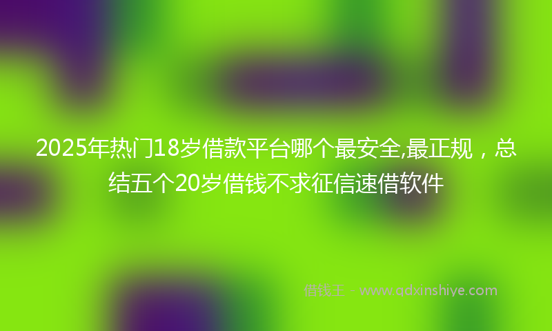 2025年热门18岁借款平台哪个最安全,最正规，总结五个20岁借钱不求征信速借软件