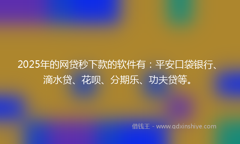 2025年的网贷秒下款的软件有：平安口袋银行、滴水贷、花呗、分期乐、功夫贷等。
