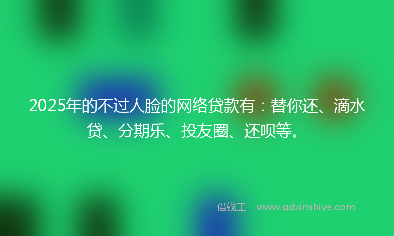 2025年的不过人脸的网络贷款有：替你还、滴水贷、分期乐、投友圈、还呗等。
