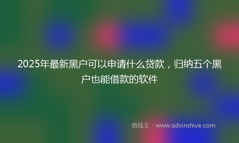 2025年最新黑户可以申请什么贷款，归纳五个黑户也能借款的软件