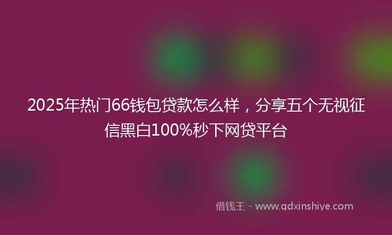 2025年热门66钱包贷款怎么样，分享五个无视征信黑白100%秒下网贷平台