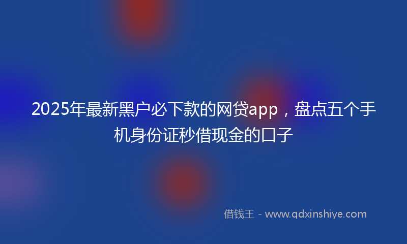2025年最新黑户必下款的网贷app，盘点五个手机身份证秒借现金的口子
