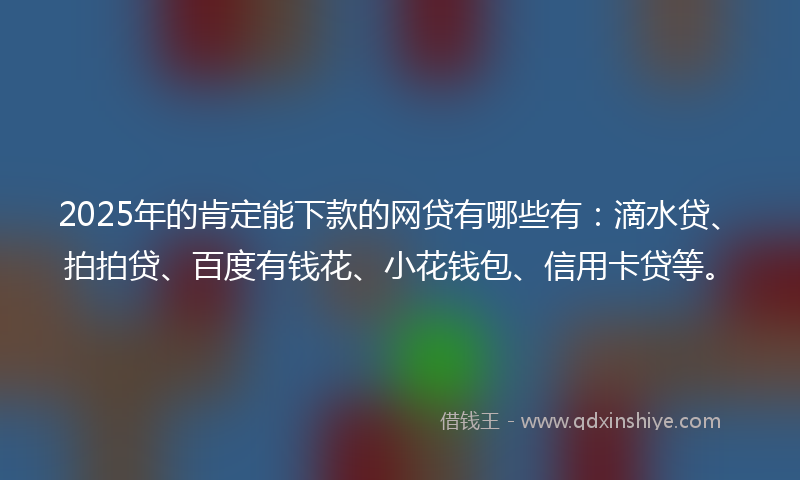 2025年的肯定能下款的网贷有哪些有：滴水贷、拍拍贷、百度有钱花、小花钱包、信用卡贷等。