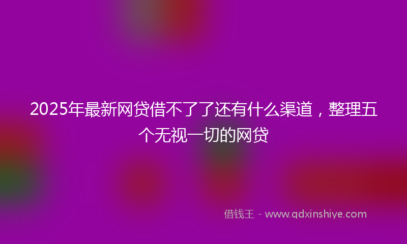 2025年最新网贷借不了了还有什么渠道，整理五个无视一切的网贷