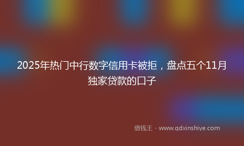 2025年热门中行数字信用卡被拒，盘点五个11月独家贷款的口子