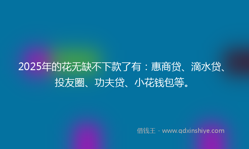 2025年的花无缺不下款了有：惠商贷、滴水贷、投友圈、功夫贷、小花钱包等。