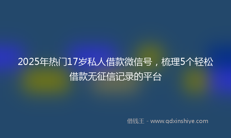 2025年热门17岁私人借款微信号，梳理5个轻松借款无征信记录的平台