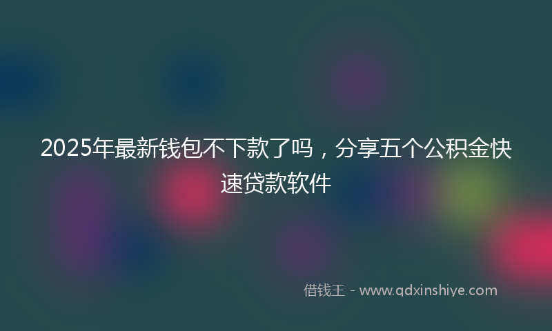 2025年最新钱包不下款了吗，分享五个公积金快速贷款软件