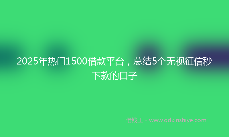2025年热门1500借款平台，总结5个无视征信秒下款的口子