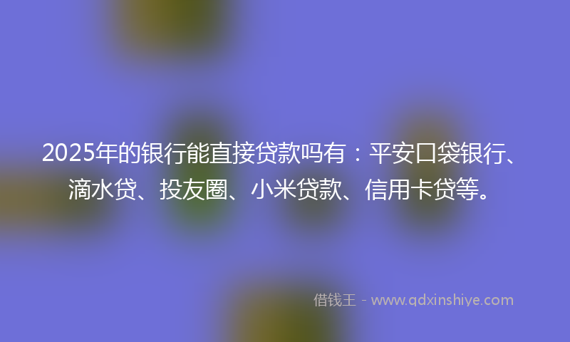 2025年的银行能直接贷款吗有：平安口袋银行、滴水贷、投友圈、小米贷款、信用卡贷等。