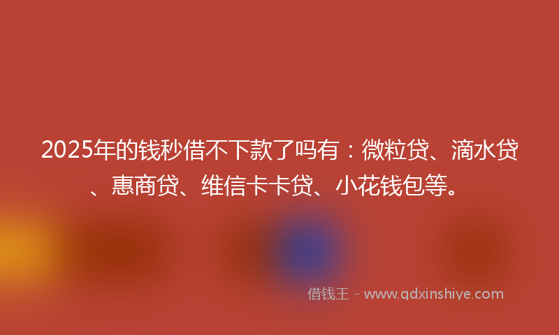 2025年的钱秒借不下款了吗有：微粒贷、滴水贷、惠商贷、维信卡卡贷、小花钱包等。