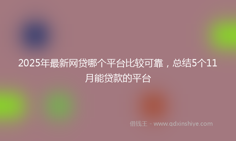 2025年最新网贷哪个平台比较可靠，总结5个11月能贷款的平台