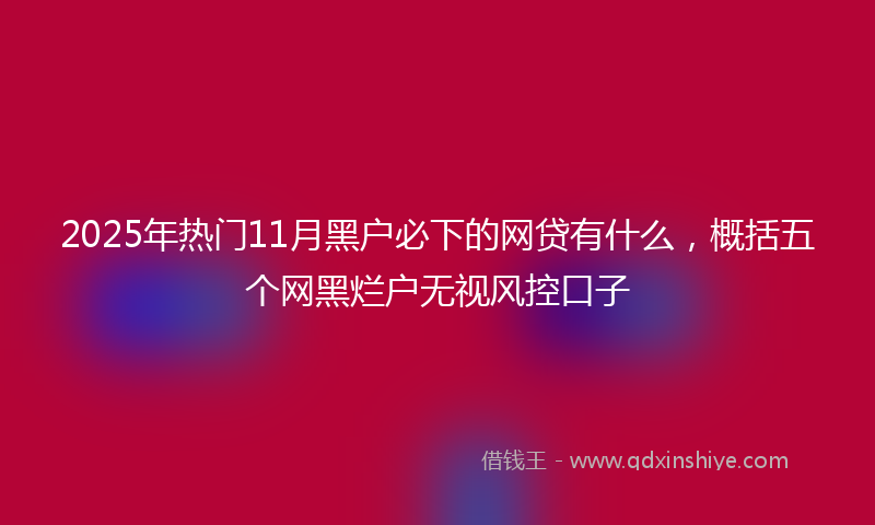 2025年热门11月黑户必下的网贷有什么，概括五个网黑烂户无视风控口子