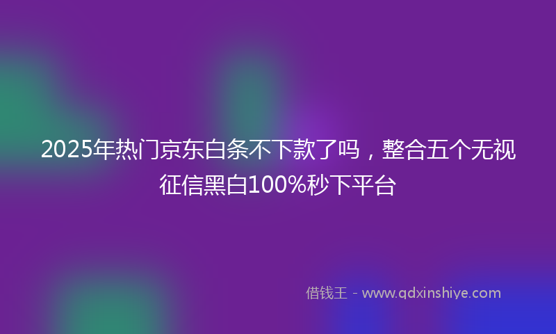 2025年热门京东白条不下款了吗，整合五个无视征信黑白100%秒下平台