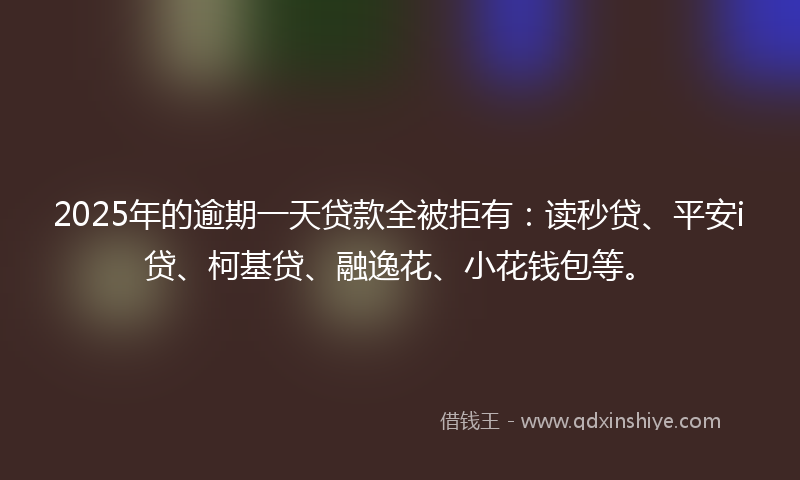 2025年的逾期一天贷款全被拒有：读秒贷、平安i贷、柯基贷、融逸花、小花钱包等。