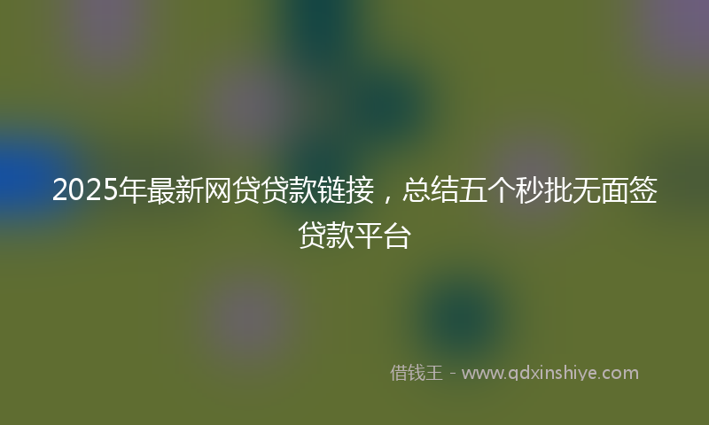2025年最新网贷贷款链接，总结五个秒批无面签贷款平台