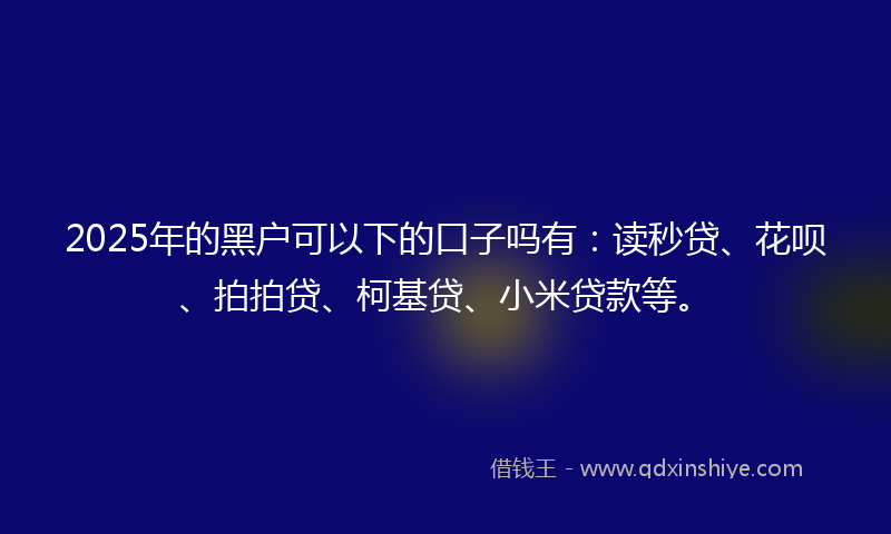 2025年的黑户可以下的口子吗有：读秒贷、花呗、拍拍贷、柯基贷、小米贷款等。