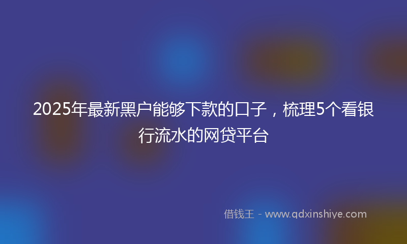 2025年最新黑户能够下款的口子，梳理5个看银行流水的网贷平台