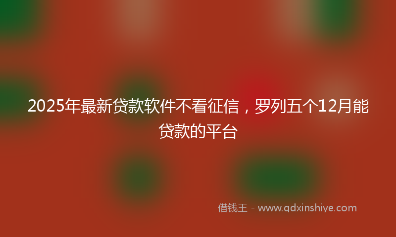 2025年最新贷款软件不看征信，罗列五个12月能贷款的平台