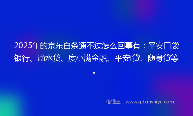 2025年的京东白条通不过怎么回事有：平安口袋银行、滴水贷、度小满金融、平安i贷、随身贷等。