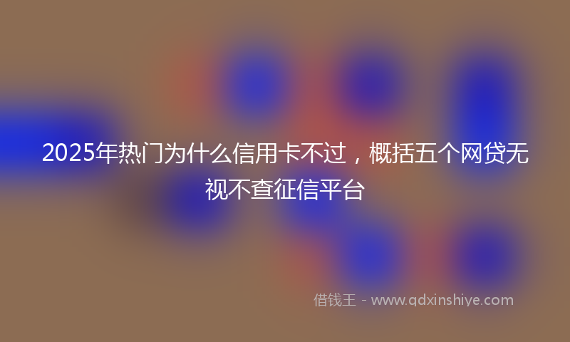 2025年热门为什么信用卡不过，概括五个网贷无视不查征信平台