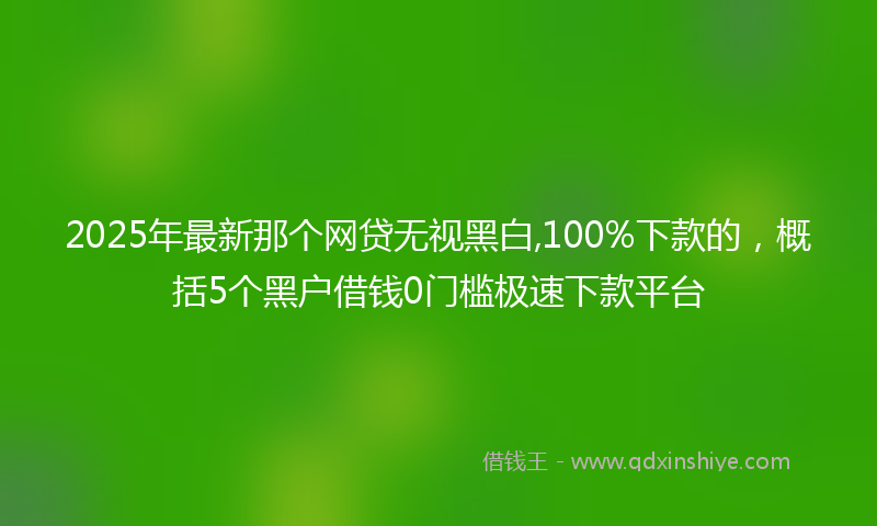 2025年最新那个网贷无视黑白,100%下款的，概括5个黑户借钱0门槛极速下款平台