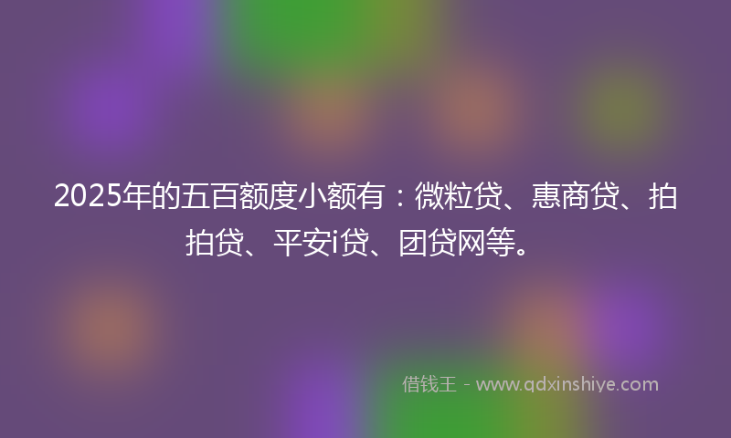 2025年的五百额度小额有：微粒贷、惠商贷、拍拍贷、平安i贷、团贷网等。