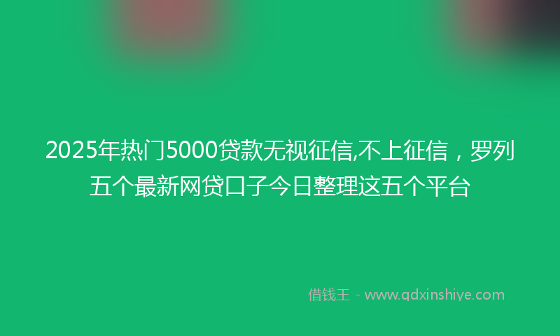 2025年热门5000贷款无视征信,不上征信，罗列五个最新网贷口子今日整理这五个平台