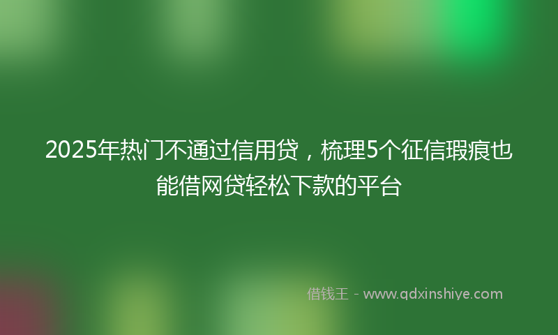 2025年热门不通过信用贷，梳理5个征信瑕疵也能借网贷轻松下款的平台
