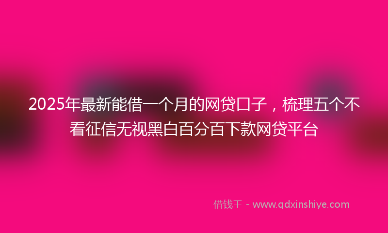 2025年最新能借一个月的网贷口子，梳理五个不看征信无视黑白百分百下款网贷平台