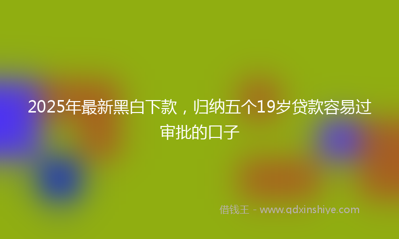 2025年最新黑白下款，归纳五个19岁贷款容易过审批的口子