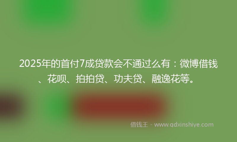 2025年的首付7成贷款会不通过么有：微博借钱、花呗、拍拍贷、功夫贷、融逸花等。