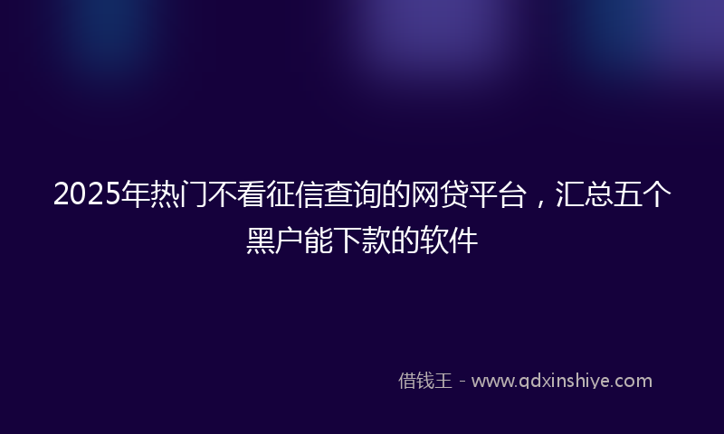 2025年热门不看征信查询的网贷平台，汇总五个黑户能下款的软件