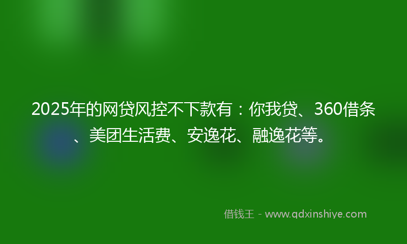 2025年的网贷风控不下款有：你我贷、360借条、美团生活费、安逸花、融逸花等。