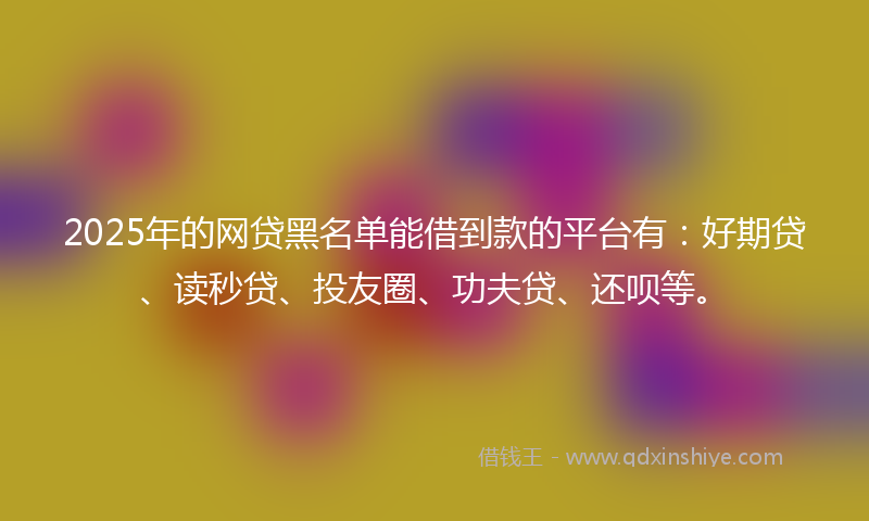 2025年的网贷黑名单能借到款的平台有：好期贷、读秒贷、投友圈、功夫贷、还呗等。