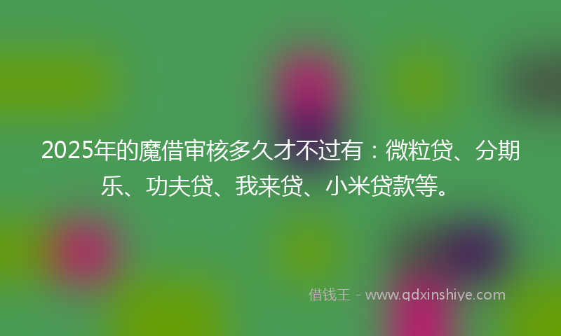 2025年的魔借审核多久才不过有:微粒贷、分期乐、功夫贷、我来贷、小米贷款等。
